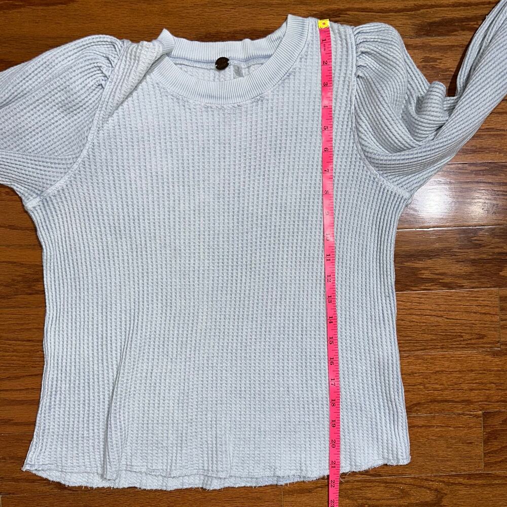 SOLD 💕Free People FP One Blue Moon Wesley Thermal Blouson Sleeve Top Size L - Picture 13 of 15